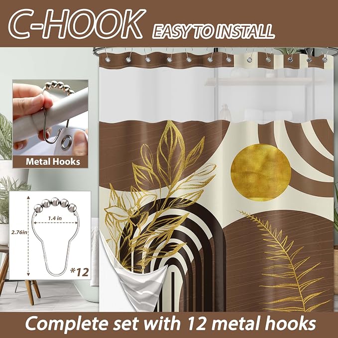 Black and Brown Bohemian See Through Mesh Top Shower Curtain - Image 4