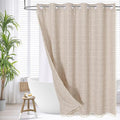MitoVilla No Hooks Needed Boho Farmhouse Shower Curtain by MitoVilla