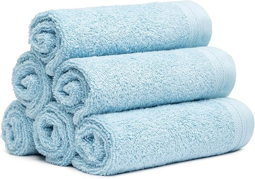 100% Cotton Washcloths Set 13” x 13” | Sky Blue Towels | Set of 6 Ultra Soft - Image 2