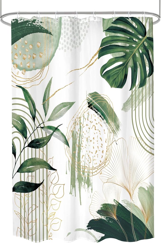 Sage Green Boho Shower Curtain 48Wx72H Small Stall Narrow Modern Abstract Mid - Image 8
