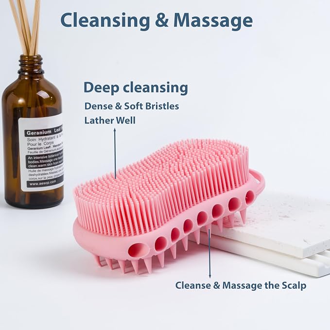 MtBoi 2PC Double-Sided Exfoliating Silicone Body Scrubber, 2-in-1 Bath Scrubber - Image 3