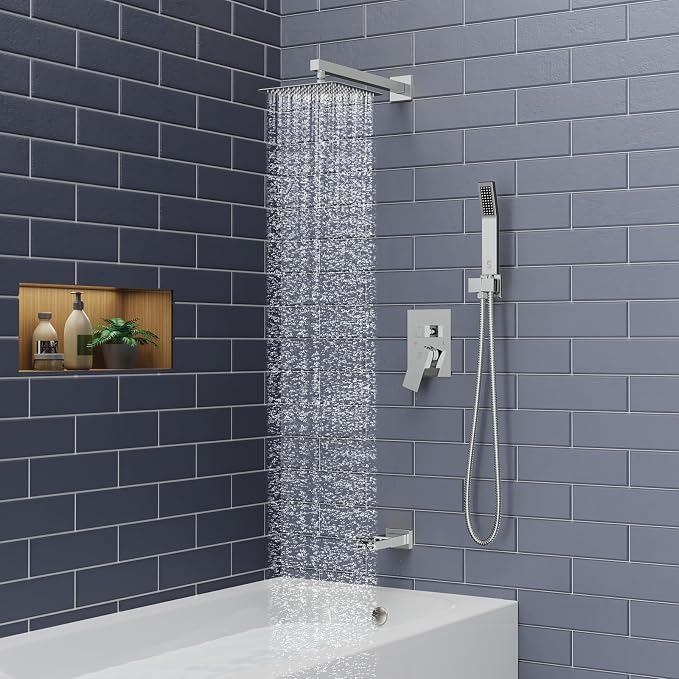 SR SUN RISE 8 Inches Wall Mounted Bathtub Shower Faucet Set All Metal Shower - Image 2