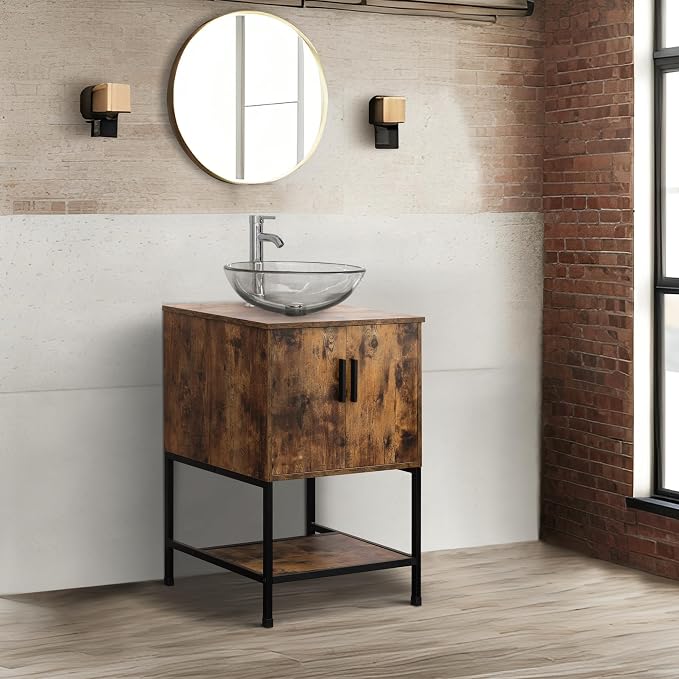 UEV 24" Antique Bathroom Vanity, Dark Brown Bathroom Vanity Set - Image 3