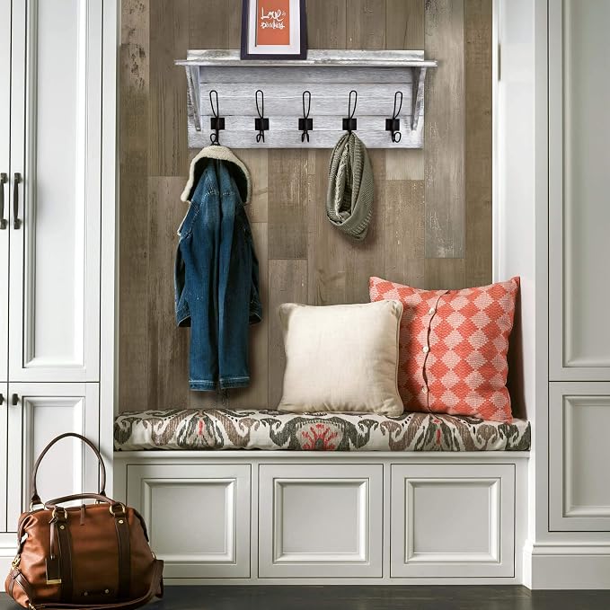 HBCY Creations Rustic Wall Mounted Coat Rack - Image 7