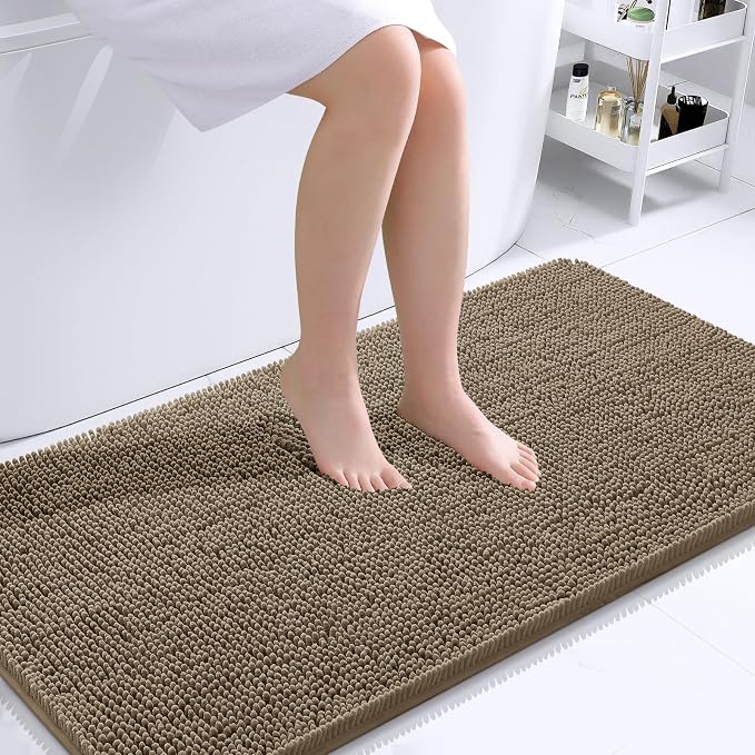 OLANLY Bathroom Rugs 44x24, Extra Soft Absorbent Chenille Bath Rugs, Rubber by OLANLY
