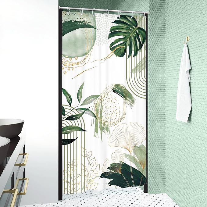 Small Stall Boho Shower Curtain 36Wx72H RV Sage Green Modern Mid Century - Image 3