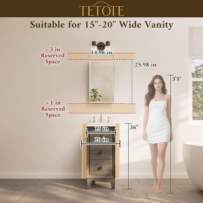 TETOTE 15 x 26 Bathroom Mirror - Image 9