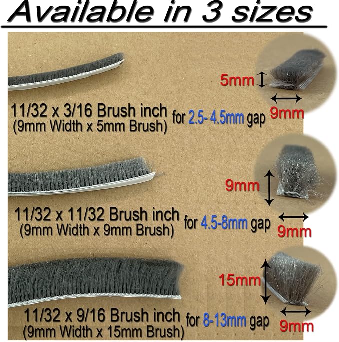 Brush Weather Stripping for Sliding Windows/Doors Frame Side, Pile Self - Image 7