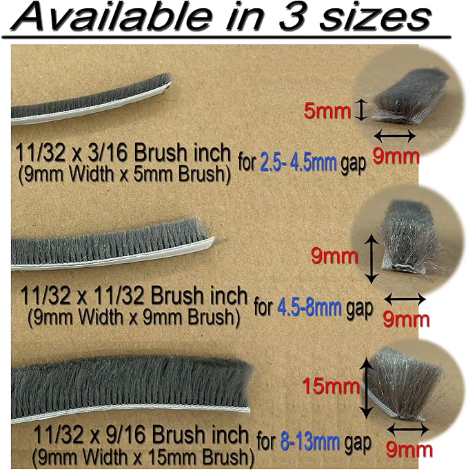 Door Sealer Weather Stripping for Sliding Window Frame Seal Strip, Pile Brush - Image 6