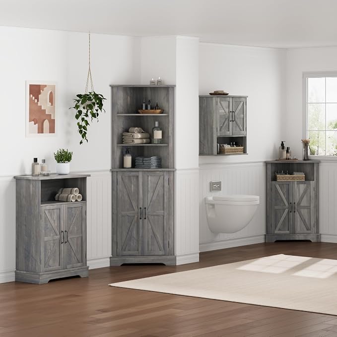 Smuxee Tall Corner Storage Cabinet, Farmhouse Corner Cabinet - Image 9