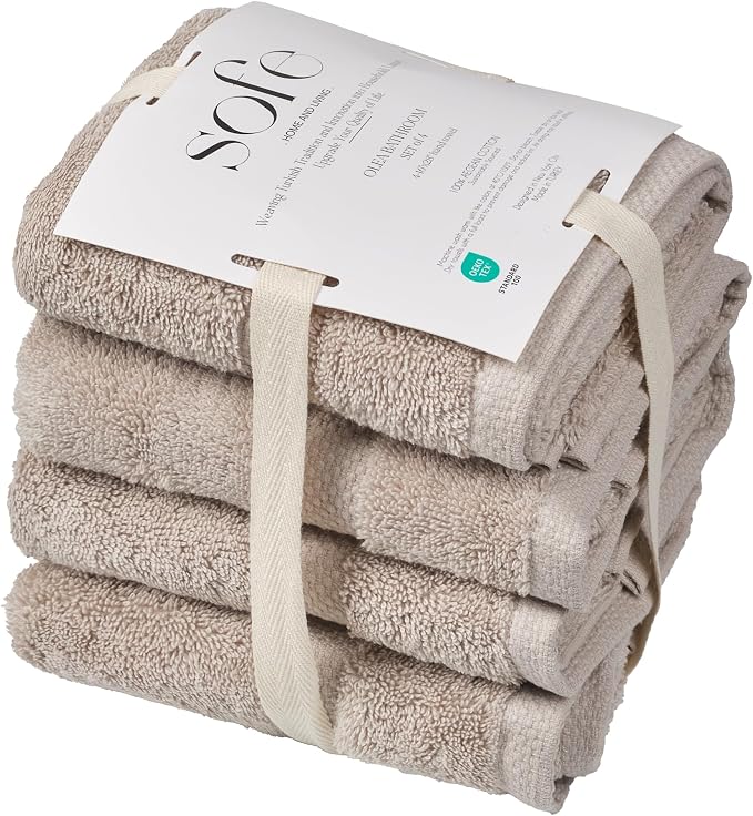 SOFE H&L | Olea Luxury Turkish Cotton Hand Towels Set of 4 Sand | Premium - Image 7