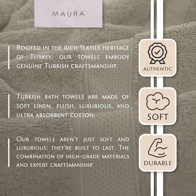 MAURA Ivory Extra Large Turkish Cotton Luxury Bath Towels Set of 4. Ultra-Soft - Image 2