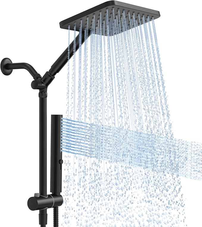 Shower Heads with Handheld Combo, 10 Inch High Pressure Rain Shower Head by HOMBETER