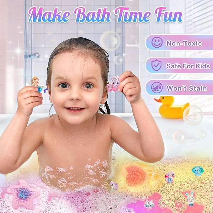8 Packs Bath Bombs for Kids Girls, Mermaid Bath Bomb - Image 5