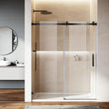 Frameless Sliding Shower Door, Matte Black Finish by SL4U