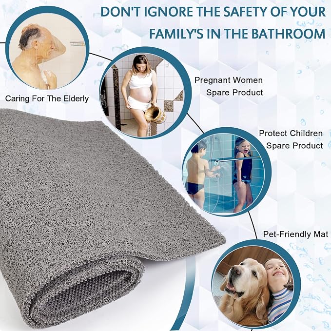 godehone Shower Mats Non Slip Without Suction Cups, PVC Loofah Bathroom Mats - Image 3