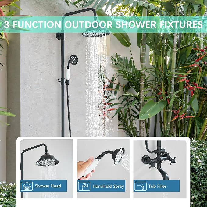 Shower System Matte Black Outdoor Shower Fixtures - Image 4