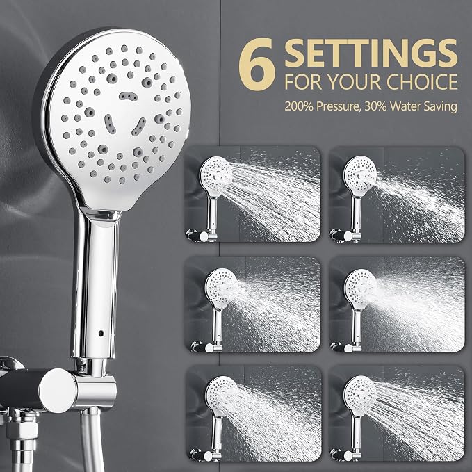 Polished Chrome Shower Faucet Set, Wall Mount Rain Shower System 10 Inches - Image 3