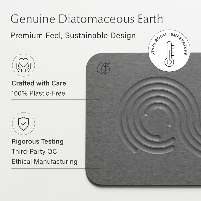 Dorai Home Bath Stone Mat 23.6"x15.4" – Quick-Dry, Non-Slip Diatomite Stone - Image 4