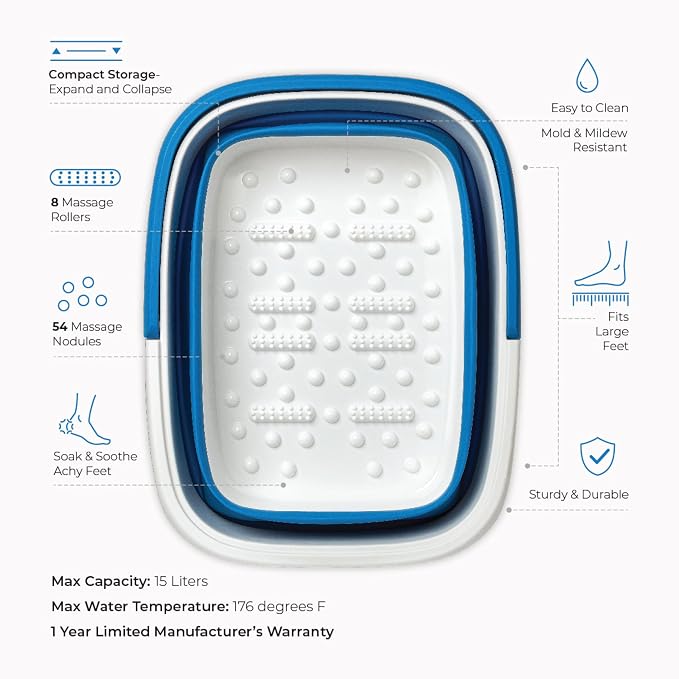 Mantello Collapsible Foot Bath Foot Soaking Tub | Portable Foot Spa Pedicure - Image 4