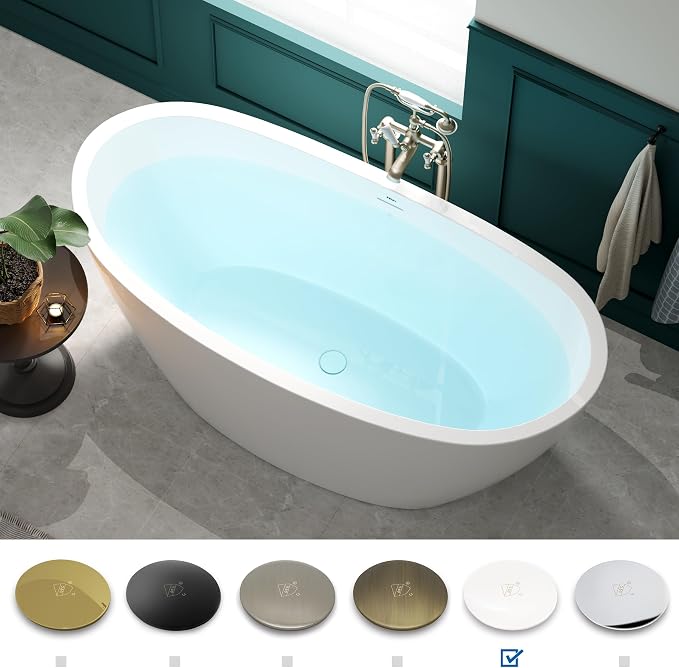 FerdY Naha 67" Freestanding Bathtub, Curve Edge Soaking Bathtub - Image 4