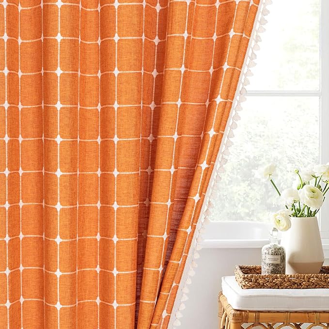 MitoVilla Orang Farmhouse Shower Curtain Set 72 x 78, Boho 78 inch Long - Image 7