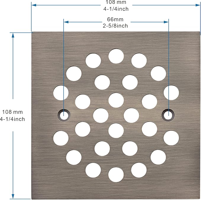 Square 4-1/4 Inch Screw-in Shower Drain Cover Replacement Square Floor Drainer - Image 2
