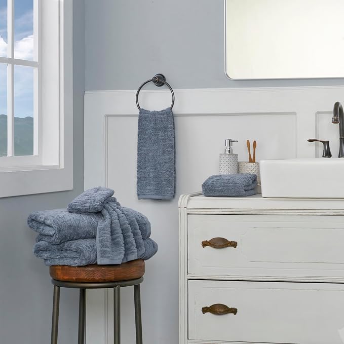 SKL Home CloudSoft Cotton Luxury 6-Piece Towel Set, Smoke Blue - Image 5