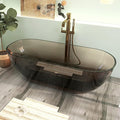 69" Premium Solid Surface Free Standing Bathtub, Unique Transparent Brown Stone by HIGEINE