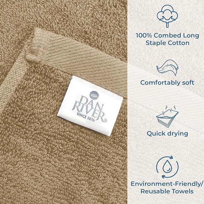 DAN RIVER Bath Towels Set of 4, 27 x 54 Inches, 100% Cotton, Larger & Lighter - Image 4