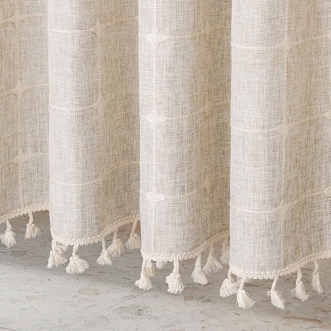 MitoVilla Boho Farmhouse Shower Curtain Set, Modern Boho Shower Curtains - Image 5