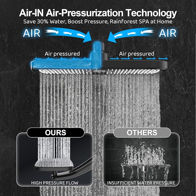 Rain Shower Head with Handheld High Pressure rainfall Shower Heads with - Image 3