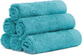 100% Cotton Washcloths Set 13” x 13” | Teal Blue Towels | Set of 6 Ultra Soft by Weidemans
