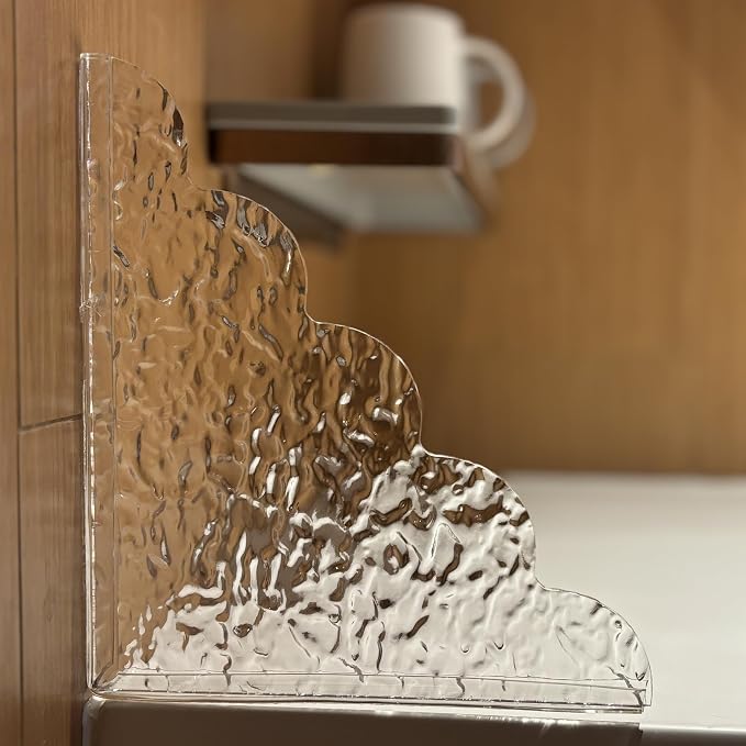 Corner Splash Guard for Bathroom, 8.5 x 7.4 inches, Adhesive Waterproof Shield by HOMUS