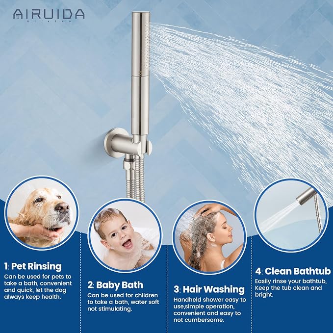 Airuida Shower Fixtures 2 Functions Shower Faucet Set Wall Mounted - Image 8