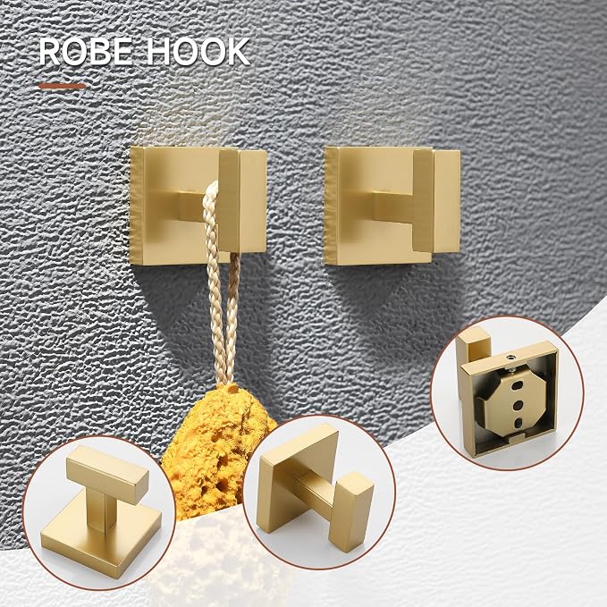 TQKAG Brushed Gold Bathroom Hardware Accessories Set 10 Pieces, 23.6" SUS304 - Image 5