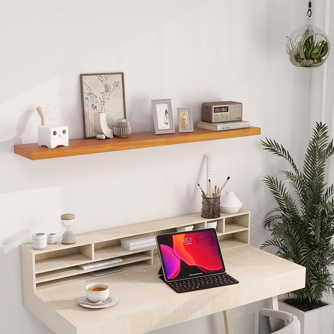 Vivelove Solid Wood Floating Shelves 48 Inches Long, 8”Deep x 1.4” Thick Wall - Image 2
