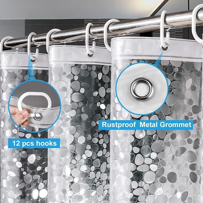 UFRIDAY Extra Long Shower Curtain Liner 72x86 Inch, EVA Plastic Waterproof - Image 3