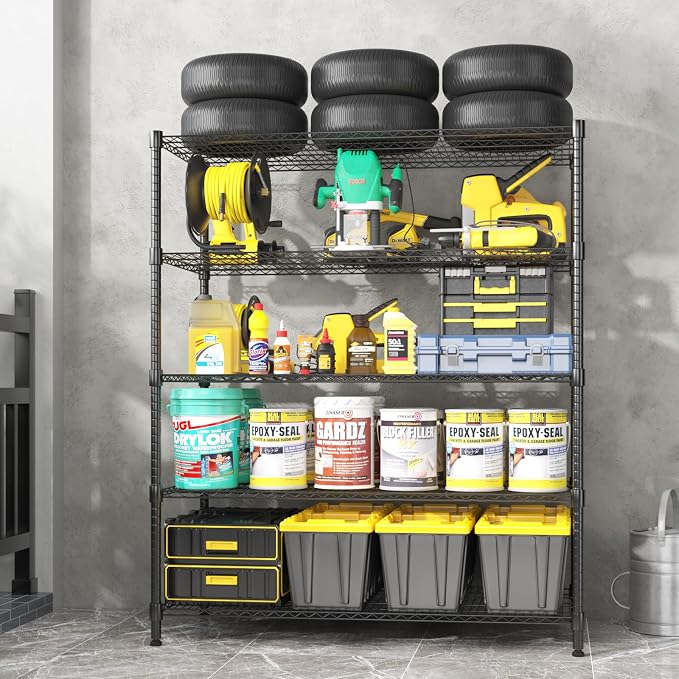 Homdox Heavy Duty Storage Shelves, 5 Tier Wire Shelving Unit - Image 2
