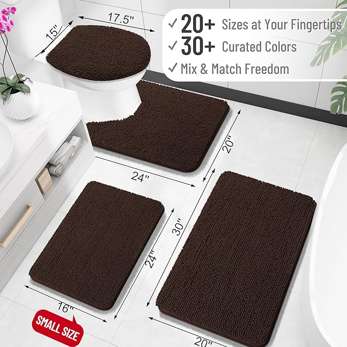OLANLY Bathroom Rugs 24x16, Extra Soft Absorbent Chenille Bath Rugs, Rubber - Image 2