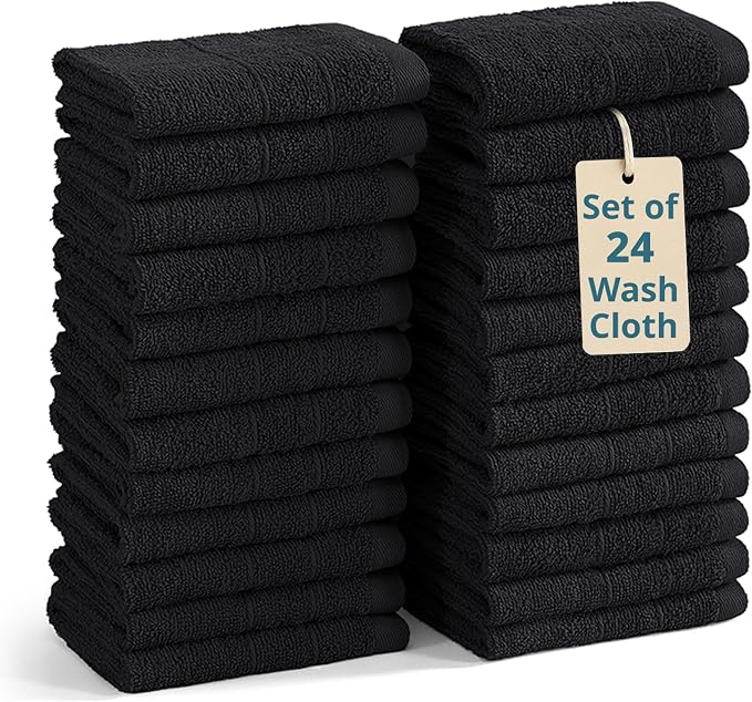 Casa Platino 100% Cotton Washcloths 24 Pack by CasaPlatino