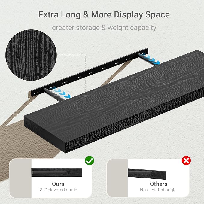 Vivelove Single Floating Shelves 36 inch Long, 10 in Deep Shelves Wall Mounted - Image 4