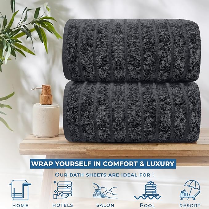 DAN RIVER Pack of 2 Bath Sheet 35x70 Inches, Extra Large Ribbed Bath Towels - Image 6