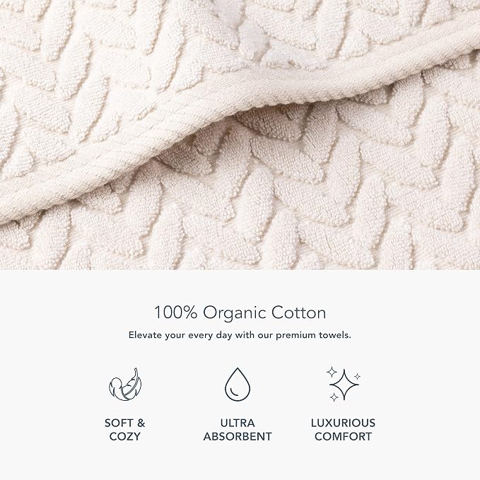 Texere 100% Organic Cotton Cable Jacquard 650 GSM Luxury Towel Sets - Image 3