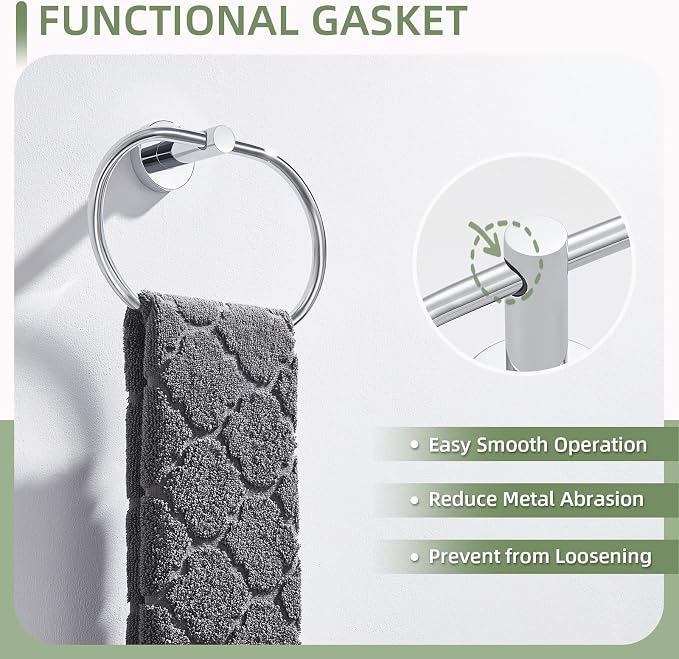 Angle Simple Towel Ring, Stainless Steel Swivel Hand Towel Holder Rack Hanger - Image 5