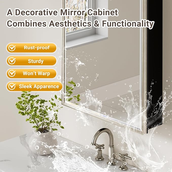 Pre-Assembled Surface or Recessed Medicine Cabinet Mirror-72x30 Brushed Nickel - Image 5