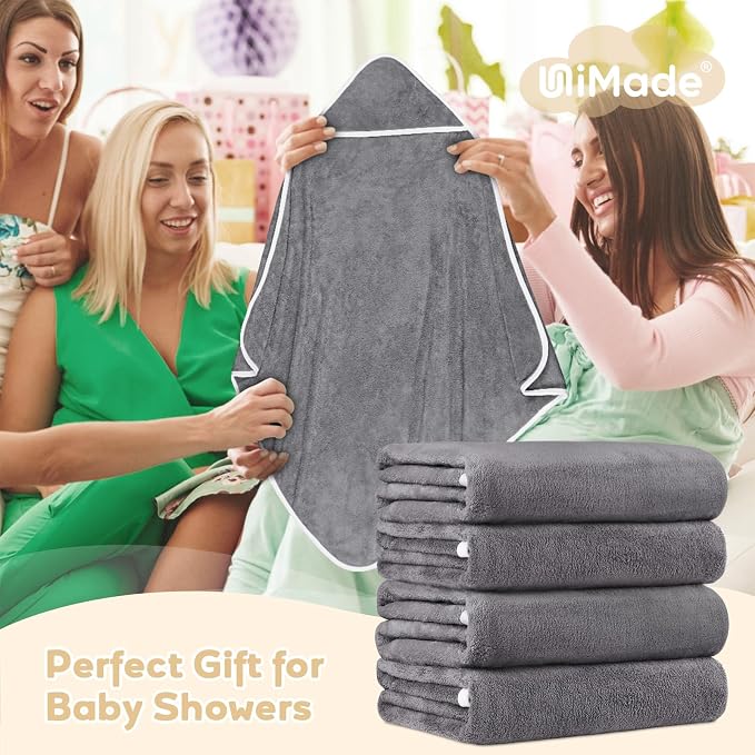Hooded Towel for Newborn, 4 Pack Soft Coral Fleece Baby Towels, Ultra Absorbent - Image 7