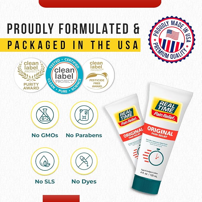 Real Time Pain Relief Cream 4oz Tube | 17 Natural Ingredients: 1.25% Menthol - Image 6