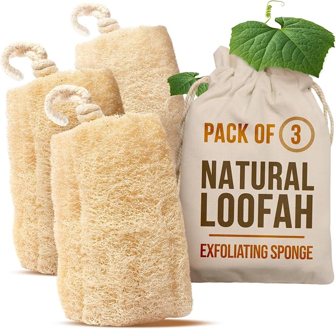CraftsOfEgypt Natural Loofah Sponge – Egyptian Luffa Body Scrubber Pack of 3 by CraftsOfEgypt