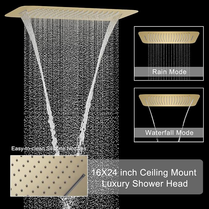 Shower Faucet Set Brushed Gold Luxury Shower System - Image 2
